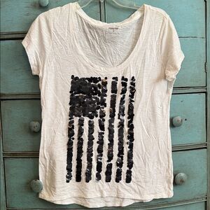 Express Soft White Tee with black sequins design.